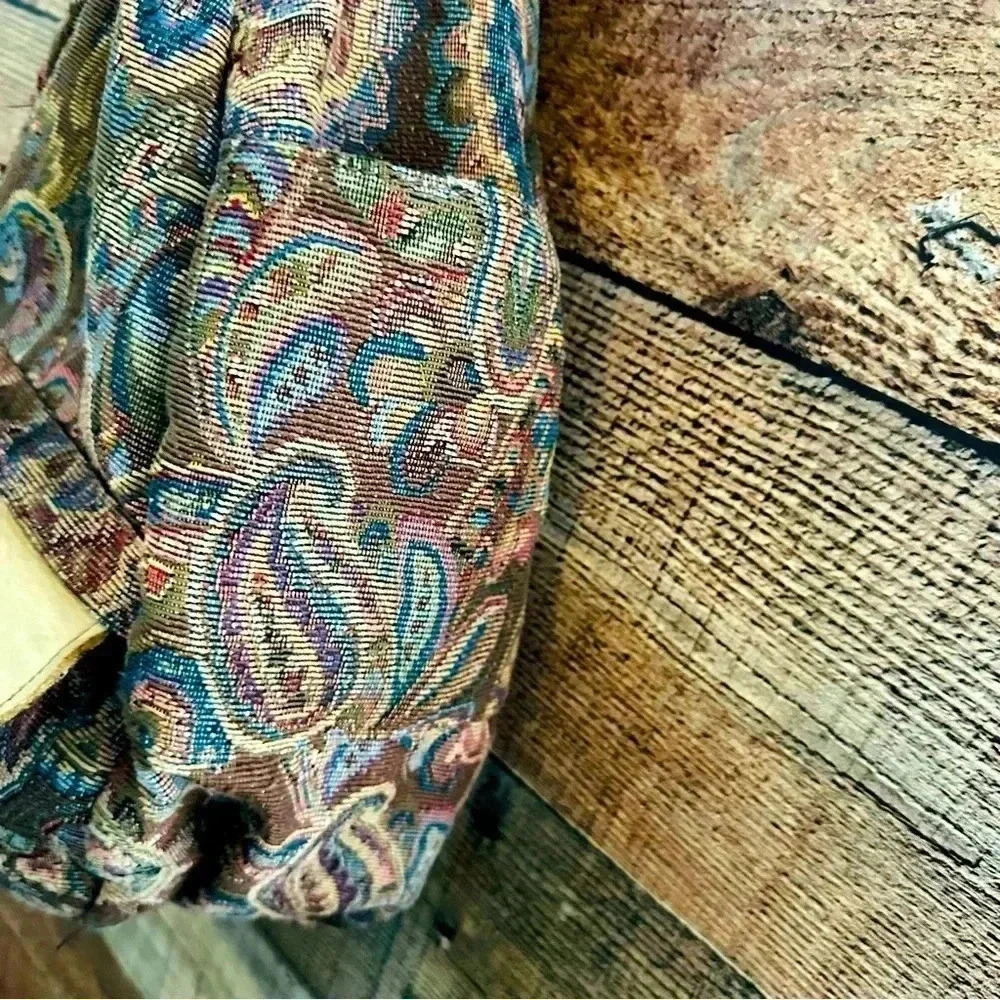 Vintage 90s L.L. Bean Ameribag Paisley Tapestry Sling Shoulder Bag Backpack - Picture 7 of 15